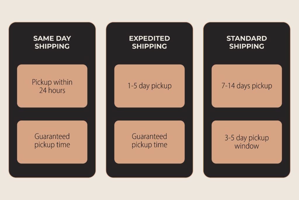 Standard vs expedited vs same day car shipping infographic
